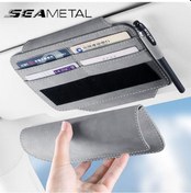 Resim Seametal Araba Güneşlik Saklama Çantası Gözlük Kılıfı İle Lüks Süet Depolama Cep Düzenleyici Kart Tutucu Kahverengi 