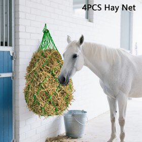 Resim 4 adet Dayanıklı PE Yavaş Yemlik Hay Ağları Atlar, İnekler, Koyunlar, Eşekler İçin - 101.6cm 4 İnçlik Ağ Delikleri, Atığı Azaltır & Sağlıklı Sindirimi Teşvik Eder, Hayvancılık Besleme Yardımcısı | Besleme Verimliliği | Sağlam Yapı 