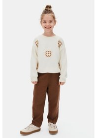 Resim Kız Çocuk Çiçek Sweat Nk-39502 Ekru 