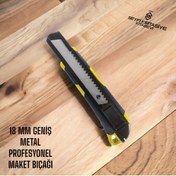 Resim SEYFİKİRTASİYE 18 MM PROFESYONEL MAKET BIÇAĞI GENİŞ UÇ KOMPLE METAL KOD:234 