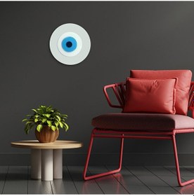 Resim Minimalist Antik Beyaz Nazar Boncuğu El Yapımı Ahşap Büyük Nazarl 