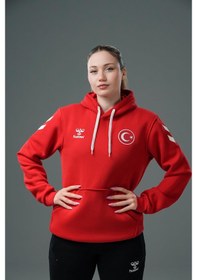Resim Hummel Armin Milli Takım Pamuklu Hoodie Kırmızı 