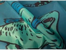 Resim Tropik Home Banyo Duş Perdesi Balık Desen Koyu Mavi Dijital Baskılı Banyo Perdesi, Tek Kanat 180x200 Cm 