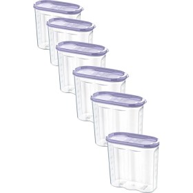 Resim 6 Adet Beyaz 2 Kapaklı Ölçekli Gıda Saklama Kutusu 2,4 Litre 