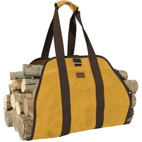 Resim Haegs Waxed Kanvas, Ağır Hizmet Tipi Yakacak Kütük Taşıma Depolama Şömine Odun Çantası - Amber Sarısı 