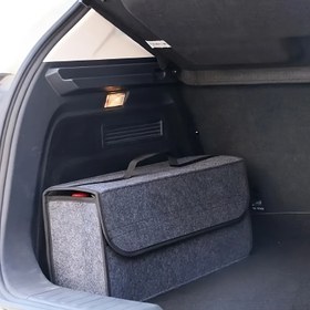 Resim Taşınabilir Katlanabilir Araç Bagaj Organizatörü - Dayanıklı Peluş Kumaş Depolama Kutusu, Ergonomik Tutma Yeri ile Tüm Araçlara Uygun, Yer Tasarrufu Sağlayan İç Aksesuar, Araç Düzenleyici, Kompakt Tasarım, Sağlam Yapı, Yolculuk İhtiyaçları 