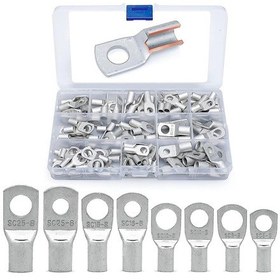 Resim Jeehugo 6,10,16,25 Gauge Teli Uyumlu 120 Adet Dairesel Tanyalı Bakır Elektrik Terminale - İzolsuz Batarya Kablosu Sonu 