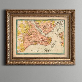 Resim epiqart 1909 İstanbul Haritası - Vintage Desenli Çerçeve 