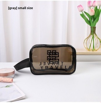 Yunboo Gri Küçük Boy Şeffaf Pvc Makyaj Çantası - Su Geçirmez Seyahat Dolapçığı, Büyük Kapasiteli Taşınabilir Kosmetik Saklama Çantası