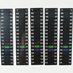 Resim 5 adet Dayanıklı PET Fermentasyon Sıcaklık Etiketleri, Fahrenheit & Celsius Aralığı, Balık Tankı İzleme için - Siyah Beyaz Yazılı 