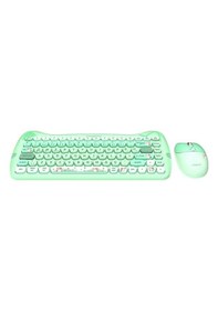 Resim Everest Km-6285 Catty Mını Renkli Tuşlu Yeşil 2.4 Ghz + Bt Kablosuz Q Multimedia Klavye + Mouse Set Lazer 