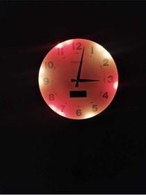 Resim Bahat Ledli Işıklı Isı Ölçer Termometreli Metal Pembe Ofis Salon Duvar Saati 40 Cm 