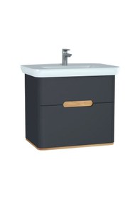 Resim VitrA Sento 60836 Lavabo Dolabı Çift Çekmeceli 80 Cm Mat Antrasit Çok Renkli 