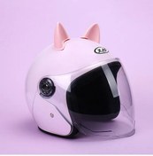 Resim Unisex Motosiklet Kaskı - Yağmura Dayanıklı, Çok Mevsimli Kullanım - Elektrikli Bisiklet Ve Scooter İçin Kedi Kulakları Mor Mor 