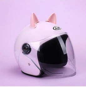 Resim Unisex Motosiklet Kaskı - Yağmura Dayanıklı, Çok Mevsimli Kullanım - Elektrikli Bisiklet Ve Scooter İçin Kedi Kulakları Mor Mor 