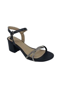 Resim Zerhan 420 Kadın Siyah Taşlı Bantlı Alçak Topuklu Abiye Ayakkabı Siyah 