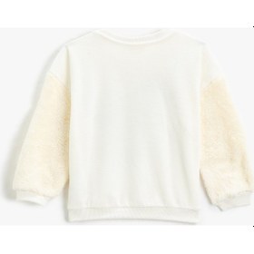 Resim Koton Yılbaşı Temalı Peluş Detaylı Sweat Pul-payet İşleme Detaylı Beyaz 3wkg10526ak 3WKG10526AK000 Beyaz 