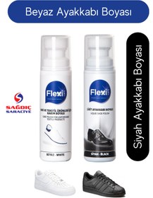 Resim FLEXİCARE Flexi Spor Beyaz Deri Ve Kumaş Ayakkabı Boyası & Siyah Deri Ayakkabı Boyası 75 ml 