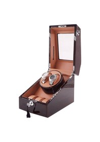 Resim Otomatik Saat Kurma Kutusu, Watch Winder Piano Brown Led Işıksistemli 2+3 