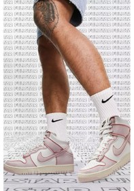Resim Nike Dunk High 1985 Rose Denim And Leather Sneaker Hakiki Deri Bilekli Unisex Ayakkabı Beyaz 