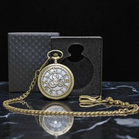 Resim Kuzey Tacı Özel Kutulu Mekanik Çarklı Vintage Köstekli Saat Özel Tasarım Vip 