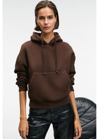 Resim Grimelange SELENE Kadın Kapüşonlu Kangru Cepli Regular Fit Kahverengi Sweatshirt 