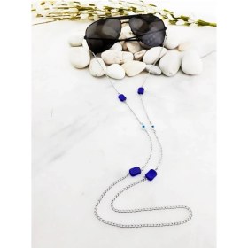 Resim BijuStore Mavi Kristal Taş Kadın Nazar Boncuklu Gözlük Zinciri 