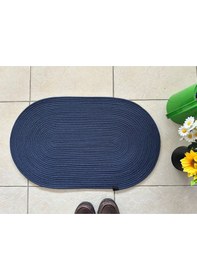 Resim Jüt Düz Banyo Paspası Oval 45 X 75 Lacivert 