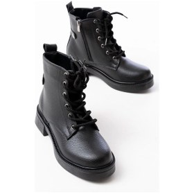 Resim Siyah Bağcıklı Fermuarlı Günlük Kadın Bot Siyah 