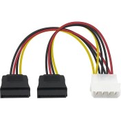 Resim Molex - Sata Güç Kablosu 2xsata - Molex 4 Pinli Molex Erkek - Çift 15 Pinli Dişi Sata Güç Y Kablo 
