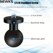 Resim NEWKS, Insta360 One X3, X, X, R, RS için uygun, DJI OSMO aksiyon kamerası top tutucu adaptörü, 1/4"-20 dişli vidalarla birlikte, RAM top başlı braket B boyutu çift soket kol ile uyumlu 