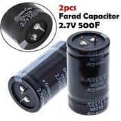 Resim 2 adet Farad Kapasitör 2.7V 500F 35x60mm Siyah Süper Otomobil Kapasitörü için Uygun 