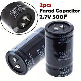 Resim 2 adet Farad Kapasitör 2.7V 500F 35x60mm Siyah Süper Otomobil Kapasitörü için Uygun 