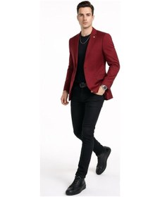 Resim Plus Scorpion Erkek Mono Yaka Tek Düğmeli Çift Yırtmaçlı Blazer Ceket Premium Dokuma Kumaş, 8 Renk Kırmızı 