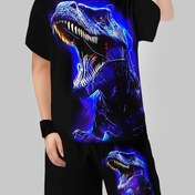 Resim Erkek Çocuk Takımı Moda 3D Baskılı Rahat Kazak T-Shirt ve Şort, Gençlerin Dış Mekan Tee & Şort Kıyafeti, Dış Mekan İçin 