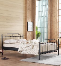 Resim Unimet Hatkus Çift Kişilik Ferforje Metal Karyola-siyah (AHŞAP LATALI) 