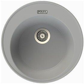 Resim Polex Cristalüx Granit Evye P-06 Gri Tezgah Altı Ve Tezgah Üstü Oval Mutfak Evyesi 51.5x51.5 CM 