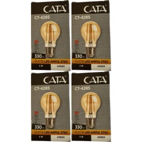 Resim Cata CT-4285 4W 2700K (Amber) E27 Duylu Rustik LED Ampul (4 Adet) 