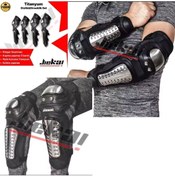 Resim Jiekai Motorcu Dizlik Dirseklik Korumalı Takım Titanyum Korumalı Ezilmez 
