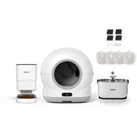Resim Xenon Smart Akıllı Kamerasız Kedi Tuvaleti Çelik Kaseli Mama Kabı Akıllı Su Pınarı ve Filtre 4'lü Pet Seti 