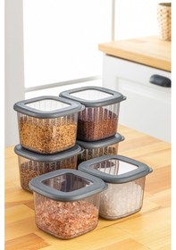 Resim Vienev Etketli Poly Kapak 0.55 L Saklama Kabı Antrasit - Beyaz 6'lı 