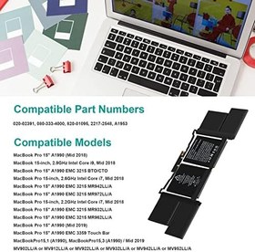 Resim ASUNCELL MacBook Pro 15" A1990 (Mid 2018) MacBook Pro 15" A1990 (Mid 2018) MacBook Pro 15" A1990(Mid 2019) 020-02391 820-01095 080-333-400 2217-2544 için dizüstü bilgisayar bataryası 8 