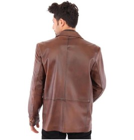 Resim Hakiki Kuzu Derisi Blazer Düğmeli Erkek Deri Ceket Kahverengi Kahverengi 