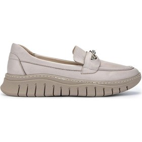 Resim Tamer Tanca Kadın Hakiki Deri Bej Loafer Ayakkabı 1063 192208 Bn Ayk Sk24-25 Bej Dr Bej 