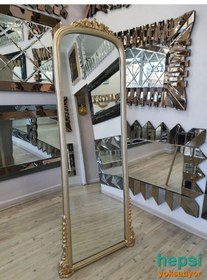 Resim Matmazel Model Platin Altın Renk Varaklı Ayaklı Boy Aynası 