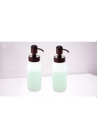 Resim Banyo Seti Sıvı Sabunluk 2 Adet Cam Buz Desenli 6x6x20cm 300ml Beyaz 