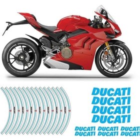 Resim Ducati Mavi Jant Şeridi Jant İçi Yazılı Sticker Çok Renkli 