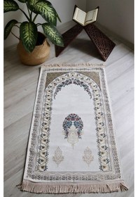 Resim Çeyizlik Astarlı Lüks Seccade Hediyelik S1019 Siyah Beyaz 