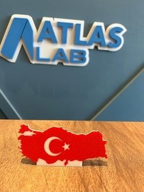 Resim Türkiye Haritası Masaüstü Dekor - Bayrak Temalı Tasarım - Anlamlı Hediyelik Obje - 3D Baskı 
