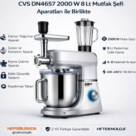 Resim Cvs 2000 W Mutfak Şefi 8 Lt. Paslanmaz Çelik Kase + Dijital Hassas Mutfak Tartısı Hediye 